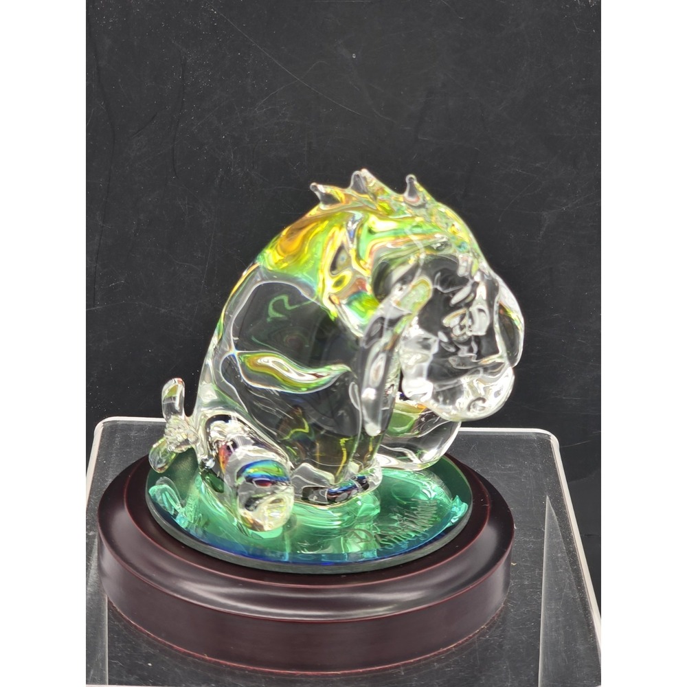 Disney's Winnie The Pooh " Eeyore" Glass Figurine Mirror Wood‎ Base 4.5" Arribas - Picture 5 of 16